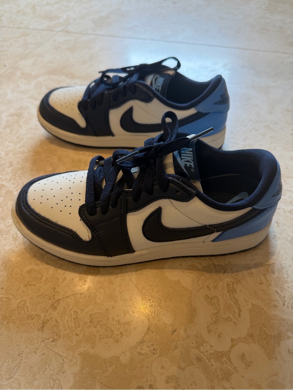 Nike air Jordan authentic youth boys White and Navy sneakers size 3Y